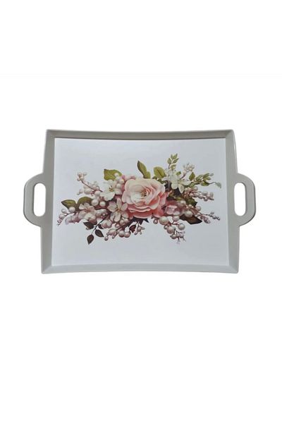 heybecollection Flower Patterned Tray with Handles