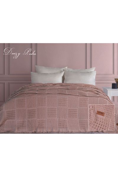 Dantela Denzy Waffle Bedspread - Powder