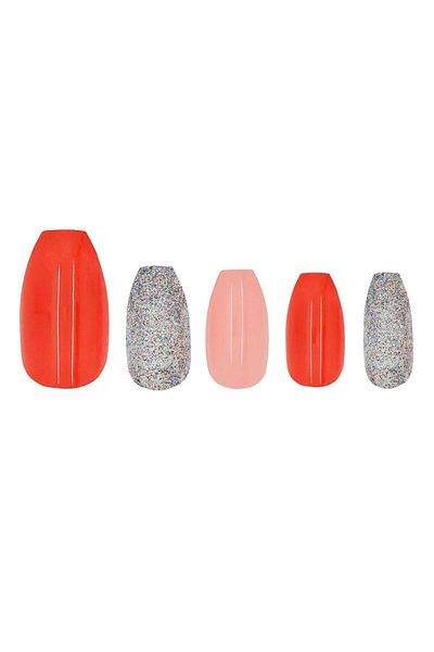 w7 Kit unghii false Glamorous Nails 24, Attention Seeker, cu lipici și pilă de unghii incluse
