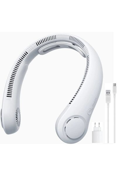 İdeas4comfort Neck Fan, 5-speed, USB Type-C rechargeable, up to 15 hours operation, Ideas4Comfort, light gray