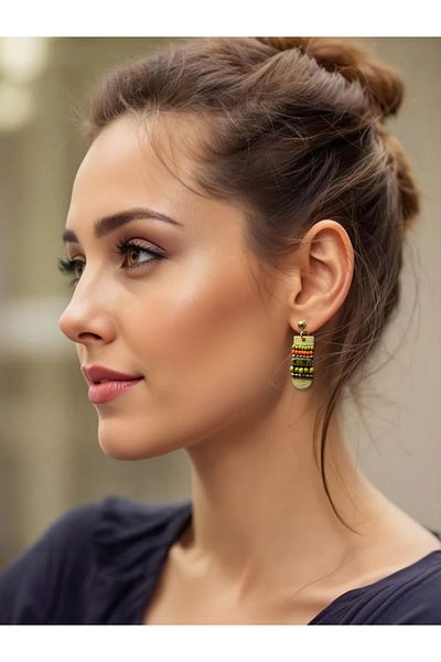 dela otantik Authentic Women's Earrings with Handmade Colorful Beads Dangle – Ethnic Bohemian Vintage Bijoux Jewelry