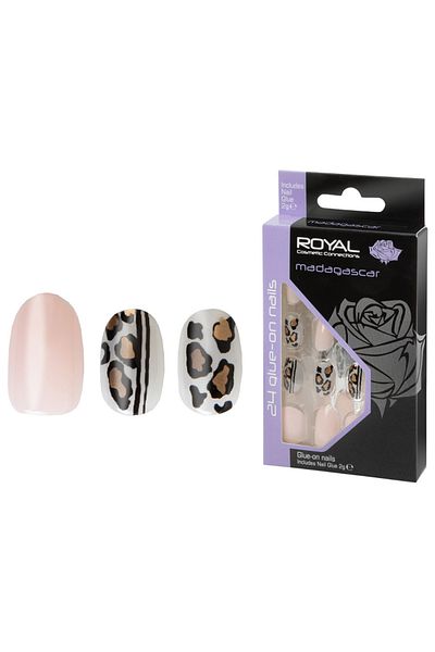 Royal Set de 24 de vârfuri de unghii ROYAL Glue-On, Madagascar, lipici inclus