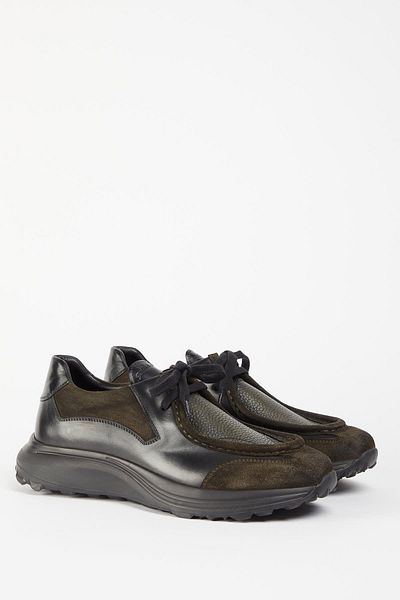 Galliano Shoes Lucca Genuine Leather Khaki Suede Black Soft Eva Ready Sole Sneaker