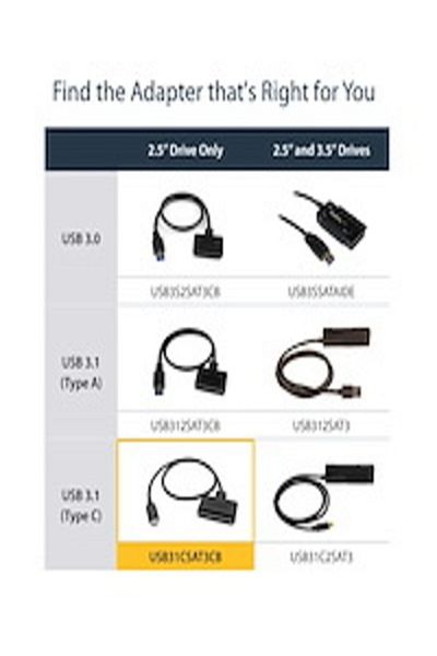 TEC كابل محول USB 3.1 (10 جيجابت في الثانية) لمحركات أقراص SATA مقاس 2.5 بوصة - USB-C