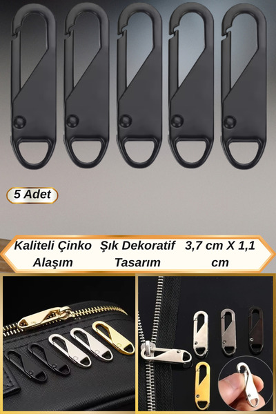 Hane Dostu 5 Adet Şık Kompakt Tasarım | Kaliyeli Çinko Alaşım Fermuar Sürgüsü...