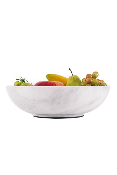 Radicaln Marble Fruit Bowl 10" White – Handmade Serving Bowl for Kitchen, Farmhouse & Dining Table