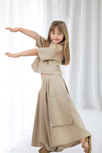 Catz Kids Girl's Cali Muslin Trouser Skirt and Shirt Set