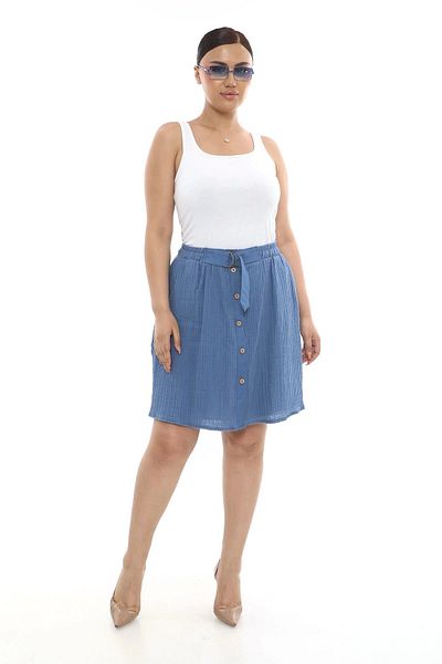 Lady Majestic Plus Size Women's Lined Muslin Fabric Buttoned Pocket Skirt