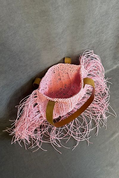 Uretti - Ayşe 4723 Hand Knitted Tasseled Paper Thread Women's Shoulder Bag