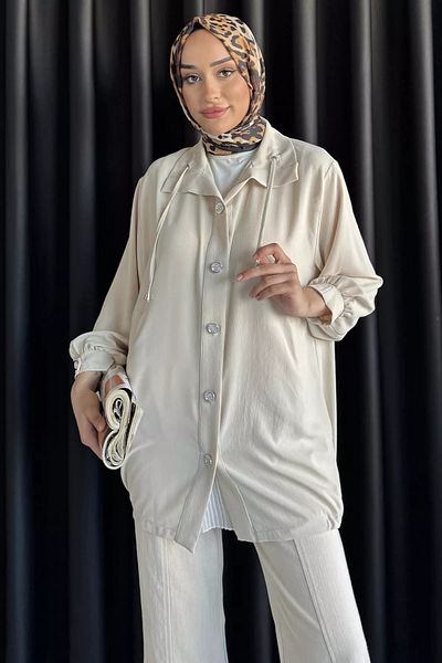julude Stone Collar Lace Sleeve Epaulet Hijab Cap