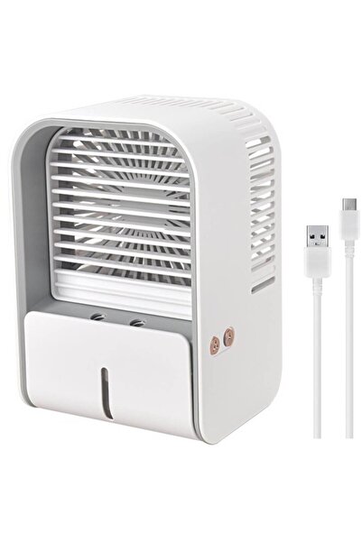 İdeas4comfort Ventilator umidificator portabil Ideas4Comfort, reîncărcabil prin USB, 3 viteze, 2 moduri de pulverizare, rezervor de apă de 330 ml