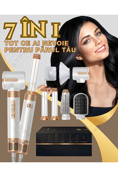 ATOMKIT Uscator De Par 7 In 1, Putere 1400w, Ionizare, Efect Coanda, 110000rpm, Salon La Tine Acasa, Alb