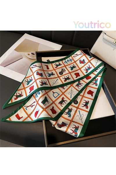 Youtrico Long silk scarves,Headbands,Block steeds,147cm