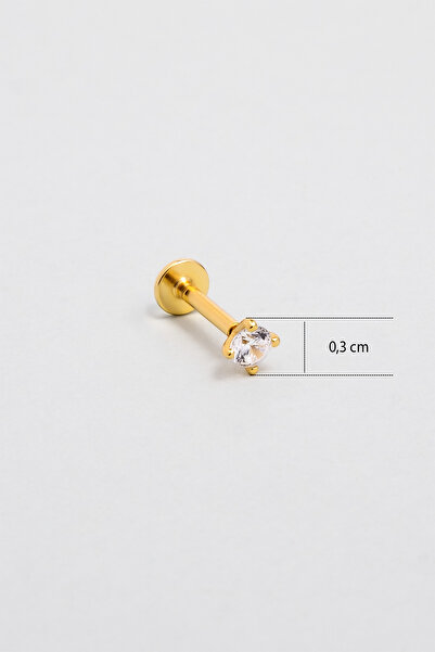 So CHIC... Zirkon Işıltısı 18 Ayar Sarı Altın Kaplama Gümüş Tragus-Helix Piercing