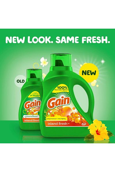 GAIN Plus Aroma Boost Liquid Detergent, Island Fresh, 1.36L