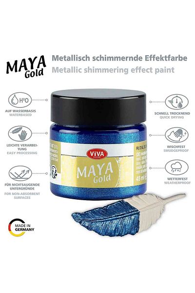 Viva Decor Vopsea acrilică metalică lucioasă Maya-Gold VIVA DECOR, 45ml Albastră