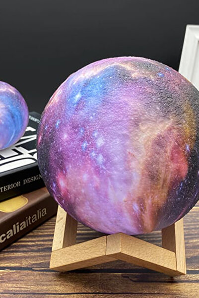 CİYU TİCARET Renk değiştiren galaksi gece lambası ahşap altlıklı masa üstü la...