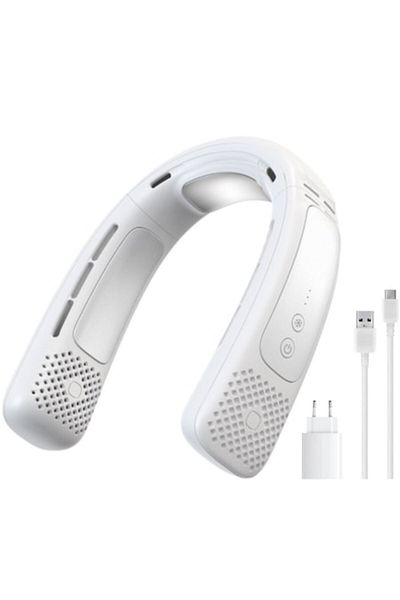 İdeas4comfort Portable neck fan with 3 speed levels, USB Type-C rechargeable, 5W, up to 8 hours of operation, 8000