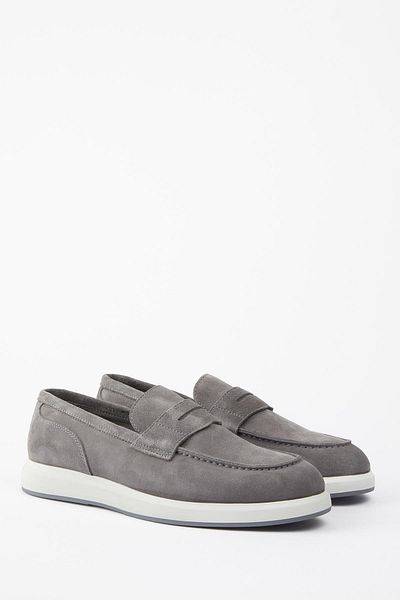 Galliano Shoes Reti̇ Genuine Leather Gray Suede Eva Ready Sole Loafer