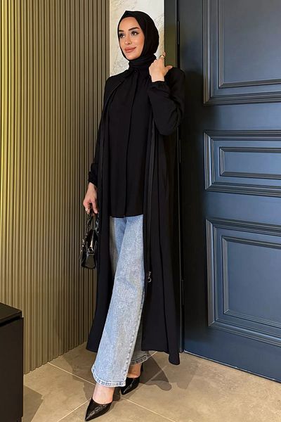 julude Μαύρο γυναικείο γιακά δικαστή με φερμουάρ Hijab Cap