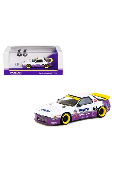 Generic Brand تارميك 1:64 باندم مازدا RX-7 FC38 أبيض وأرجواني T64-066-WP