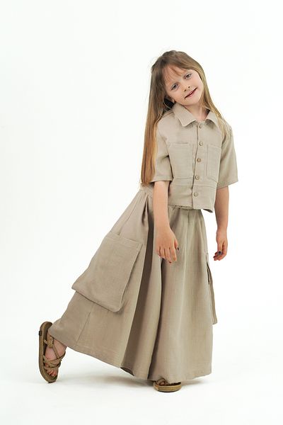 Catz Kids Girl's Cali Muslin Trouser Skirt and Shirt Set