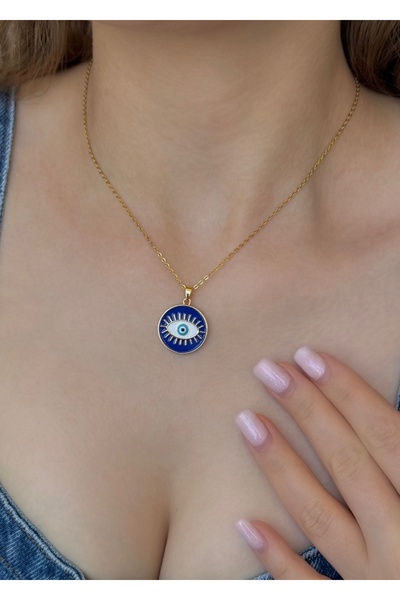 Home إكسسوارات سيهرا قلادة على شكل عين ميدالية وسلسلة فولاذية باللون الأزرق