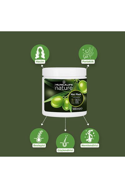 Huncalife Nature Olive Oil Shampoo 500 ml + Hl Nature Olive Oil Hair Mask 500 ml