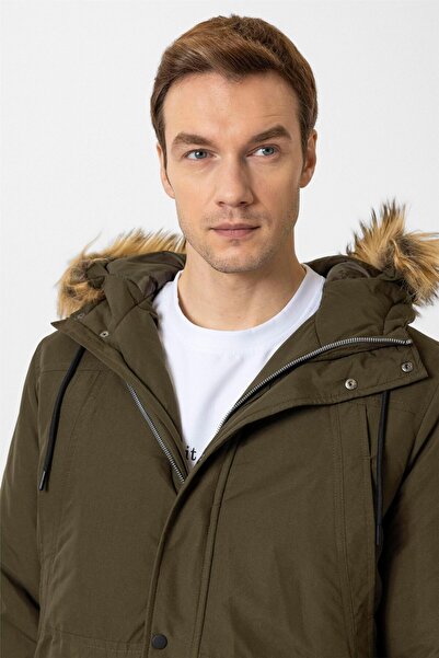 SÜVARİ Dark khaki regular straight coat