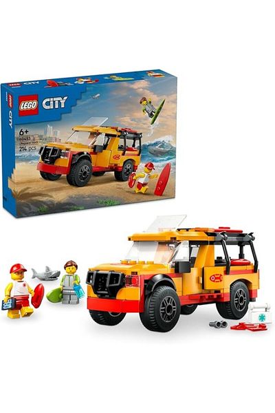 ShopZum Lego City Lifeguard Truck 60453-6 for Children 6 Years Old and Above 2 Minifigures and Shark