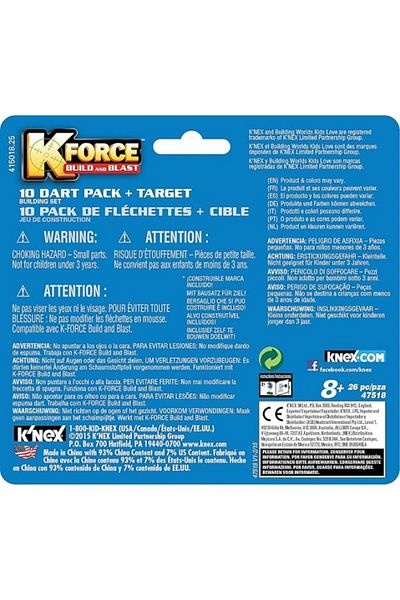 ShopZum Ntwork K Nex K-Force Dart & 10 Bullets Set Knex 47518 Art 1087243