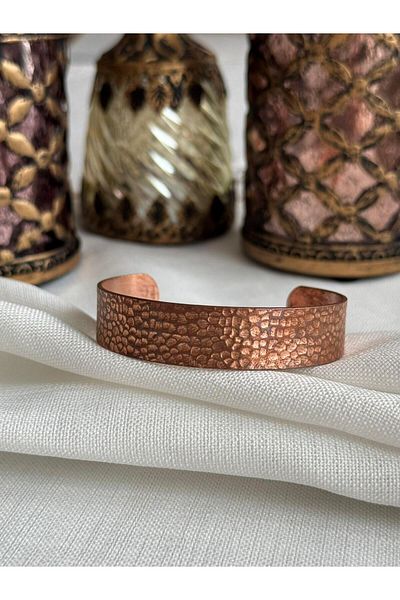 Kehribar Sarayı Pure Raw 100% Copper Self Patterned Thick Bracelet