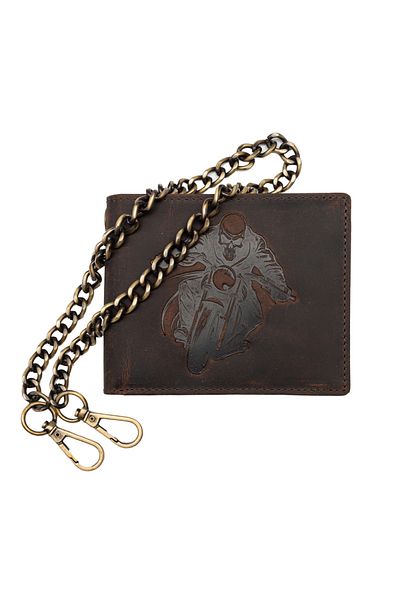 Toro Nero Men's wallet made of brown genuine leather Motorbike