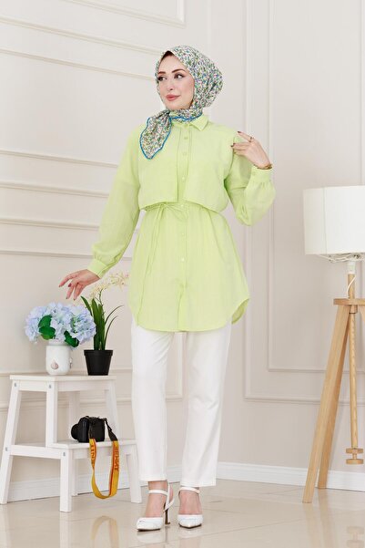 Sevitli Δαντέλα στη μέση Allerli Stone Tunic-Yellow