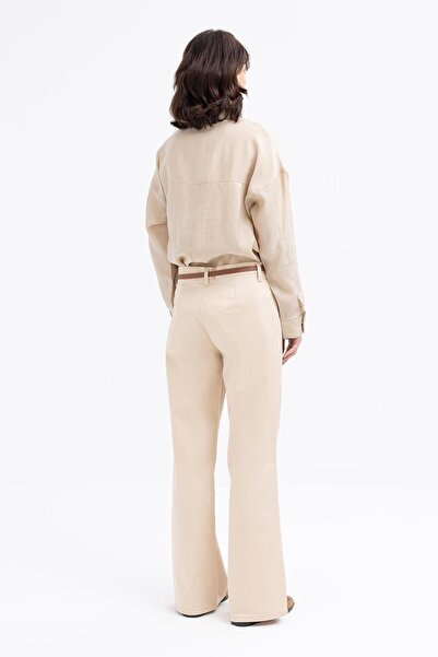 ALLDAY Beige-Wide Leg Lycra Trousers