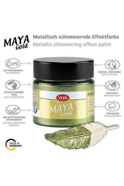 Viva Decor Maya-Gold VIVA DECOR glossy acrylic metallic paint, 45ml Olive green