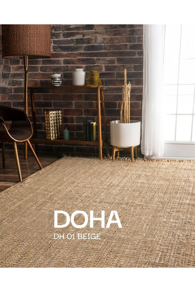 DOGANLAR ANTIQ DOHA BEIGE Jüt ve Polyester ile Üretilen Çift Taraflı Modern K...