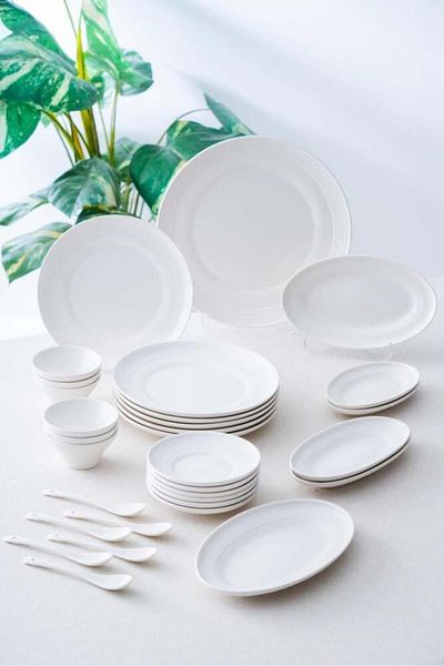 şirin eşyalarım Titania 6-Person 31-Piece White Porcelain Breakfast Set