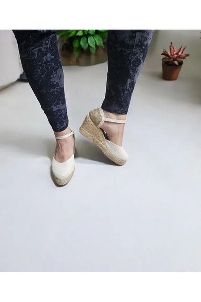 GokceKundura06 Women's Platform Linen Shoes Sandals
