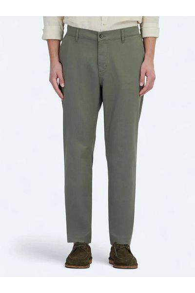 Kip Khaki Straight Woven Jogging Fit Casual Cotton Blended Pants