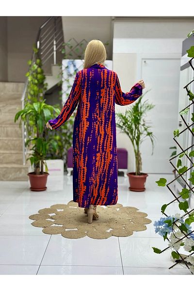 Punta Otantik Sln31121 Cotton Viscose Buttoned Long Selin Dress