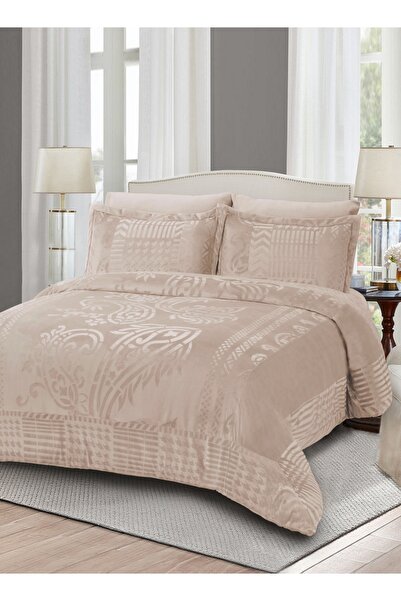 Master Home Textile طقم لحاف مخملي، 5 قطع، مقاس كوين، مناسب لسرير بمقاس 160 × 200 سم، مع حشوة قابلة للإزالة
