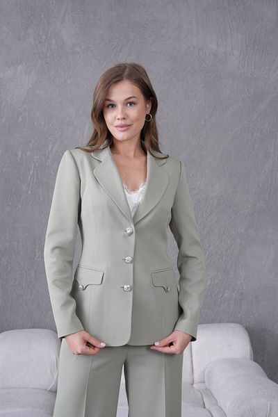 nodilife Women's Suit with Pocket Button Accessories Light Green