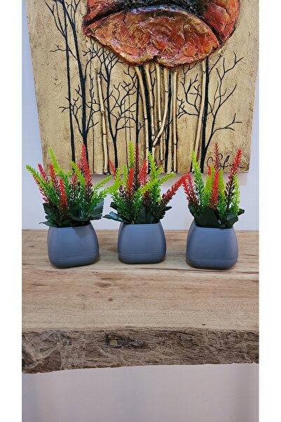 lameko Küçük Boy Saksıda Yapay Çiçek Bitki 3 Adet, Gerçekçi Yapay Çiçek Masa ...