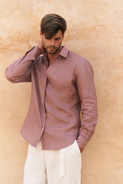 BOHEMAİ Ανδρικό πουκάμισο Ottavia Light Claret Red Oversize