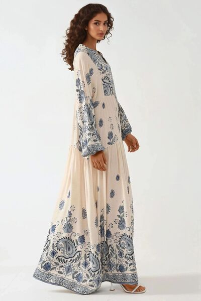 Hiccup Довга сукня з детальним принтом на ґудзиках і V-подібним вирізом