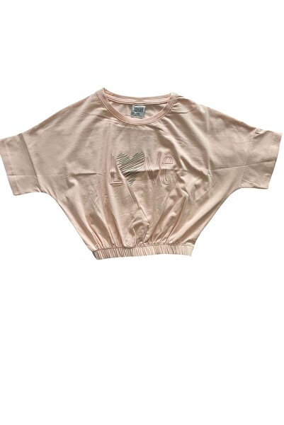 BY-GRİ BY-GREY كروب بأكمام قصيرة وخصر مطاطي للأطفال البنات