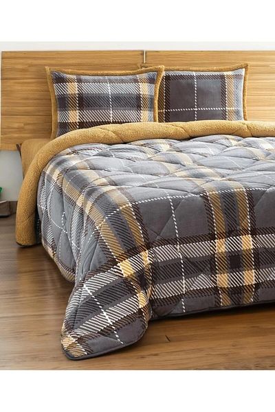 YÜNTEKS Merino Comforter Double Duvet Set Antonin Grey-Yellow