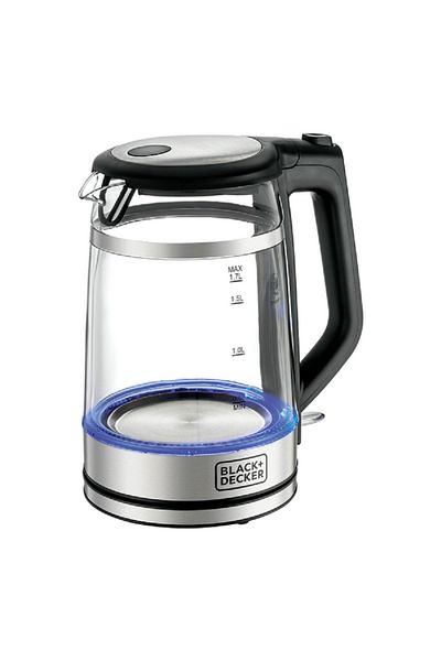 Black&Decker 2200W Cordless Design Double Wall Glass Kettle Clear and Black 1.7 Liter