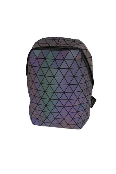 OEM Rucsac de damă, multicolor, efect holografic, model geometric, 45x38x12cm